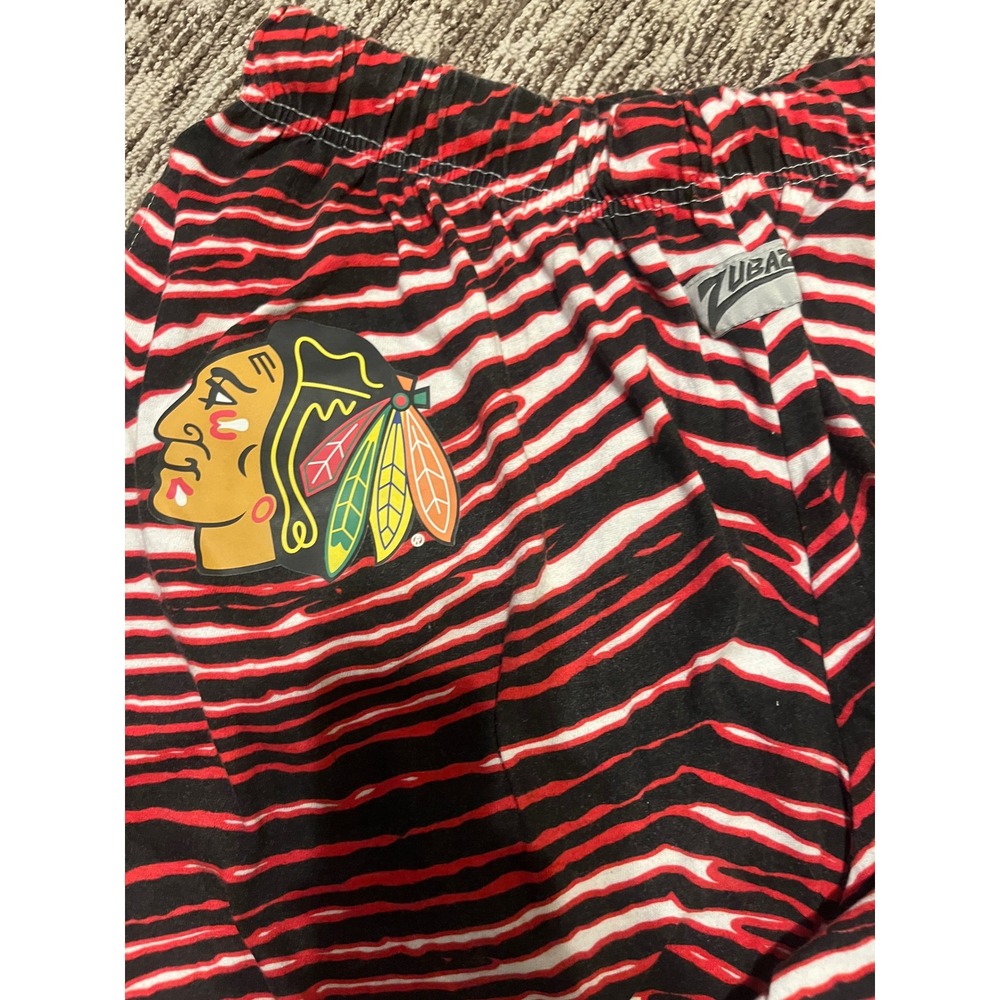 Zubaz Chicago Blackhawks Zebra Stripe Lounge Pants Red Black Mens XL NHL